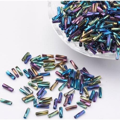 450g/lot 9x2mm 4''' Spiral Bugles Iris Round Beads Twisted Bugles Beads with 0.5mm Hole for Jewelry, about 7000pcs/bag