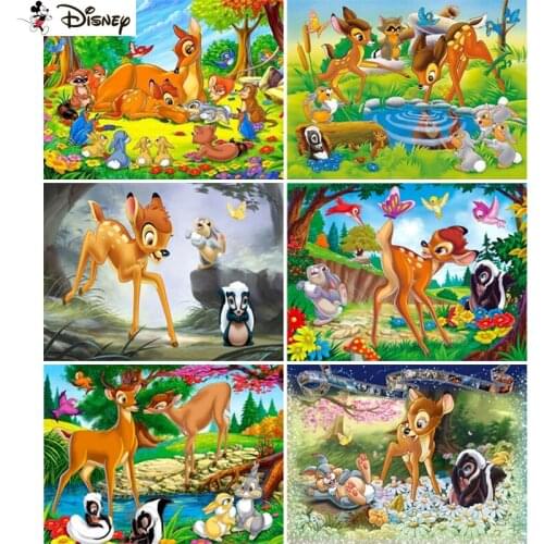 Disney 5D DIY Diamond Embroidery Full Display "Cartoon Bambi" Diamond Painting Square/Round Rhinestones Decor Art