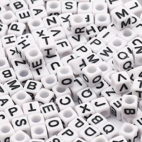Wholesale 6mm White Letter Beads Acrylic Loose Spacer Alphabet Beads For Jewelry Making DIY Charm Bracelet Necklace Accessories