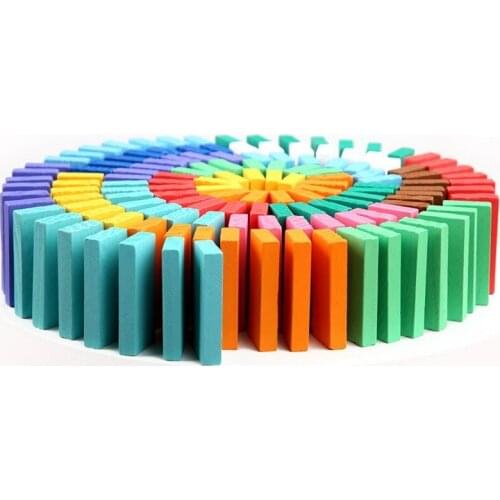 Wooden Domino Institution Accessories Organ Blocks Rainbow Jigsaw Dominoes Montessori Educational Wood Toys for kids Children