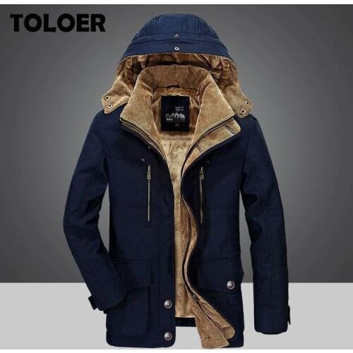 Fleece Jacket Mens Warm Thick Windbreaker High Quality Fur Collar Coat Windproof 6XL 7XL Fashion Winter Fleece Parkas Outwear