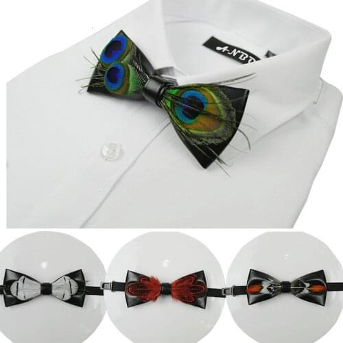 New Fashion Actual Peacock Feather Gentleman Bow Ties Butterfly Elegant Bow Ties Butterfly Gorgeous Original Design Bow Tie