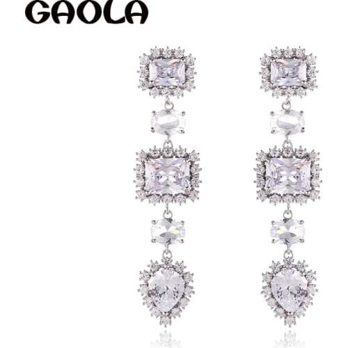 GAOLA New Design Cubic Zirconia Stone Fashion Flower Dangle Earrings Christmas Geometric Earring GLE9329