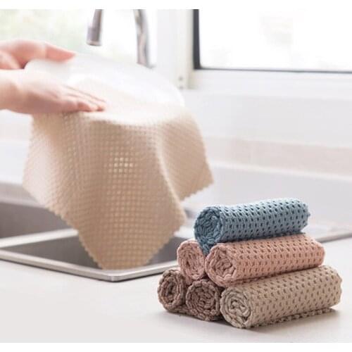 Kitchen Cloth Anti-grease Wiping Rags Absorbent Dish Washing Cloth Microfiber Kitchen Cleaning Towel Scouring Pad 24.5*24CM