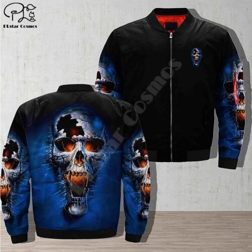 Bomber Jackets trippy skull 3d Printed winter autumn zipper Flight Jacket casual women men hip hop halloween Streetwear coat