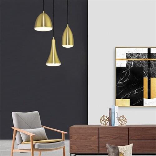 Nordic Brass Restaurant Pendant Lights Living Room Modern Bar Dining Room Table Hanging Lights Bedroom Design Lamp Fixtures