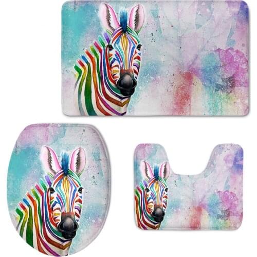 Hot 3D Animal Cool Crazy Horse Printed Home Decor Toilet Seat Covers Bathroom Soft Warmer Carpets Mats Slip Resistance Area Rugs