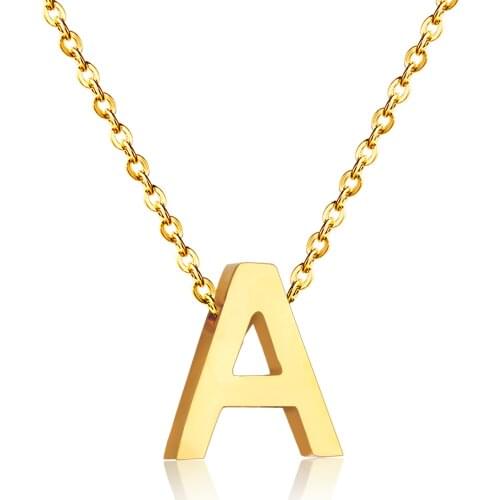 LUXUKISSKIDS Gold Color Letter Necklace Sets for Women Stainless Steel Jewelry 26 Initial Alphabet Kolye Collier Necklaces