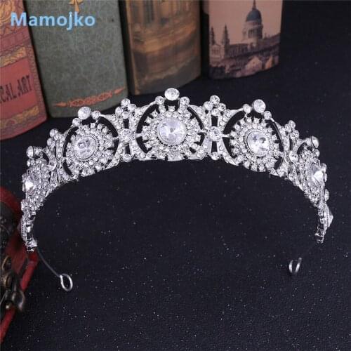 Mamojko Wedding Photography Crown Baroque Luxury Rhinestone Bridal Hair Accessories Queen Crystal Crown Birthday Party Jewelry