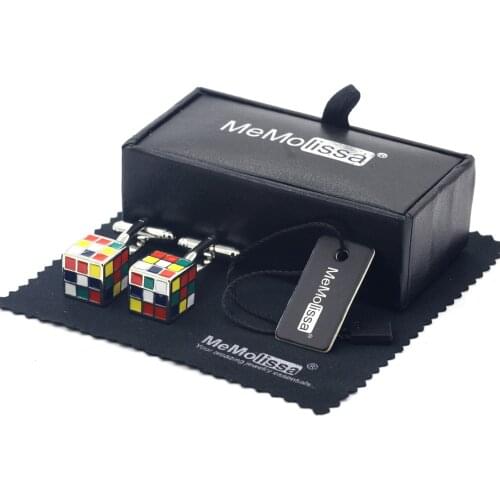 MeMolissa Display Box Cufflinks Classic Sporty Cufflinks Color Cube Design High Quality Movement Cufflinks Free Tag & Wipe Cloth