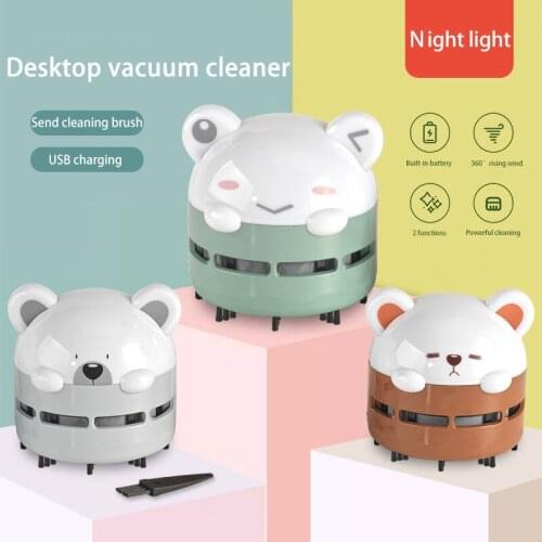 Animal Mini Car Desktop Vacuum Cleaner with 3 Colors Night Lights Keyboard Snack Crumbs Hair Tabacoo Ash Dust Remover Cleaner