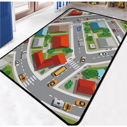 Miniature City Street Carpet Square Anti-Skid Area Floor Mat 3D Rug Non-slip Mat Dining Room Living Soft Carpet Kids Mat 03