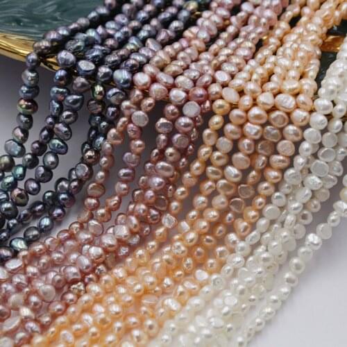 Natural Small Tiny 3-4mm Baroque White Pearl Beads For Jewelry Making 15" Strand DIY Accessorries Jewelry Bead For Bracelet
