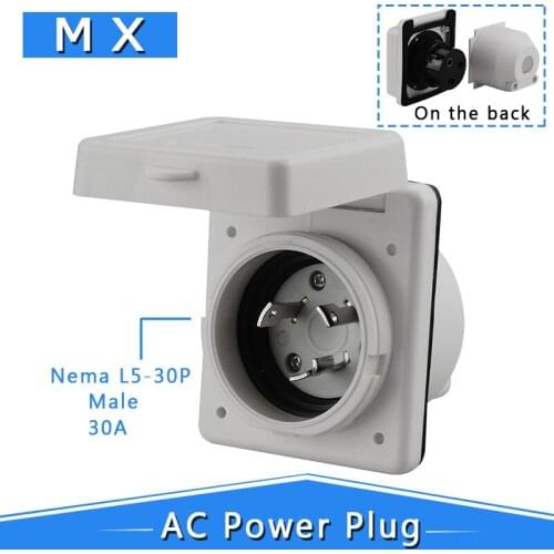 [Nema L5-30P] 30Amp RV power inlet box Nema L5-30P 30A Camper RV power inlet, 30A 125V, with white cover cap