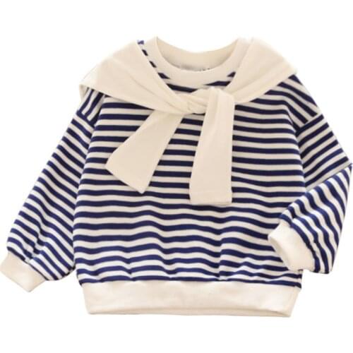 2021 Spring Autumn New Childrens Sweater Korean Girls T-shirt Boys Stripe Top Fashion Long Sleeve Casual Tunic Girls Sweaters