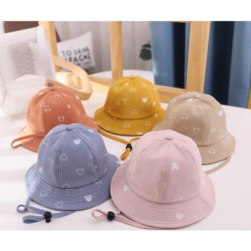 Children Bucket Hats Adjustable Cartoon Print Toddler Baby Caps Beach Girl Sun Visor Hat Casual Boy Basin Cap Kids Bonnets