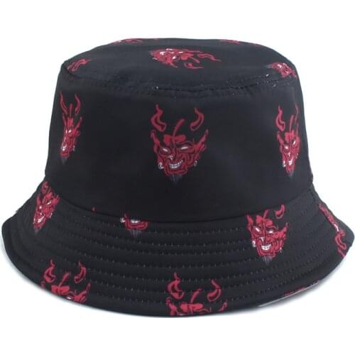 2021 New Harajuku Monster Dragon Printed Bucket Hat Panama Bob Chapeau Fashion Fisherman Hat Women Men Summer Sun Cap