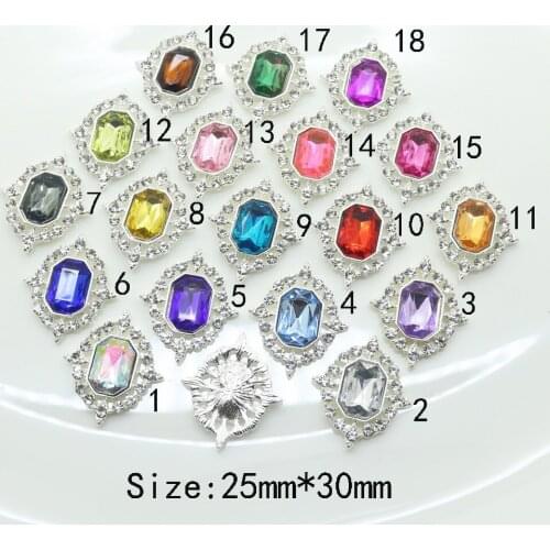 New 25*30MM Rhinestone buttons Transparent crystal metal button Flat back clothing button Wedding tnvitations decoraation