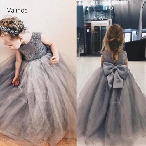 Gray Girl Pageant Dresses for Birthday Party Pageant Gowns Little Princess Kids Clothing Children Garments