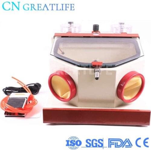 Dental Lab Equipment Twin Double Pen Sandblaster Sandblasting Dry Air Polisher Prophy Sandblasting Machine with Led and Drawer