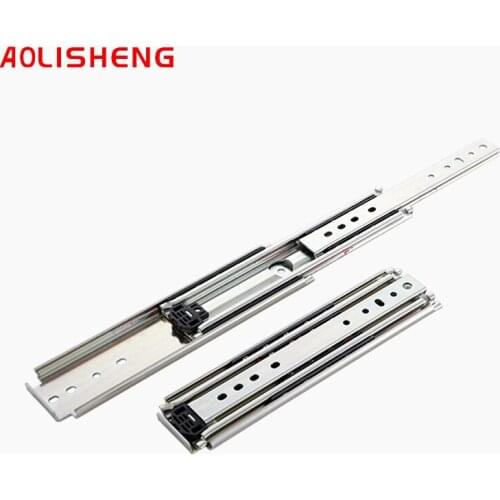 AOLISHENG 76 wide heavy drawer load-bearing three-section rail slide machine container thickened industrial equipment slide rail