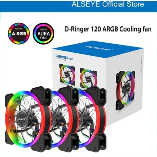 ALSEYE D-Ringer 120mm Aura Sync Computer Case Fan Adjustable RGB Lighting PC Cooler Cooling ARGB Cooling Fan