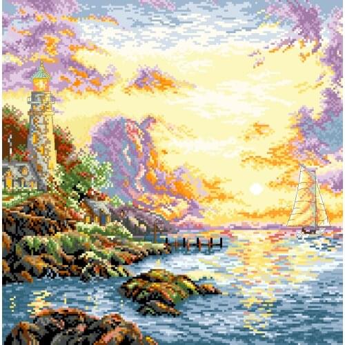 Cross stitch Handmade 14CT Counted Canvas DIY,Cross-stitch kits,Embroidery #5678000-01064 Quiet Sea 42-42