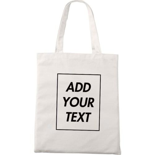 High Quailty Custom Tote Bag Shopping Add Your Text Print Original Design White Unisex Fashion Travel Black Canvas Bags