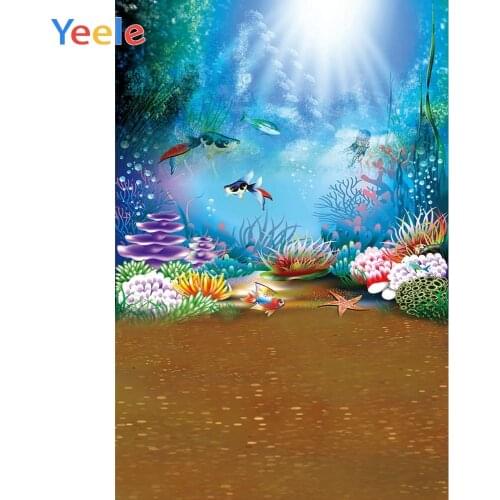 Yeele Seabed Fish Water Grass Ocean Bubble Photography Backdrop Baby Birthday Vinyl Photographic Background For Photo Studio