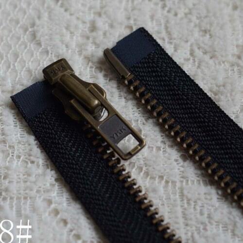 2 Pcs/lot Oversized Vintage YKK Metal Black Zipper #8 Single Open End Bronze Fasteners for Jacket Sewing Accessories Wholesale