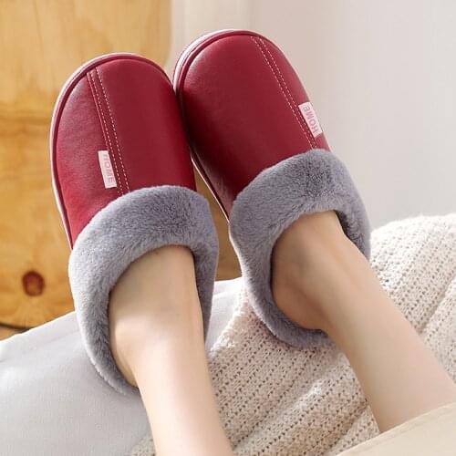 Winter Warm Fur Couple Shoes Anti-skid Platform Slippers Soft Plush Slides Indoor Home Closed Toe Footwear Women Cotton Slippers