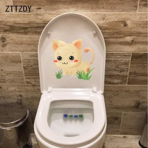 ZTTZDY 18*17.9CM Lovely Cat Home Wall Decal Decor Fashion Toilet Sticker T3-0001