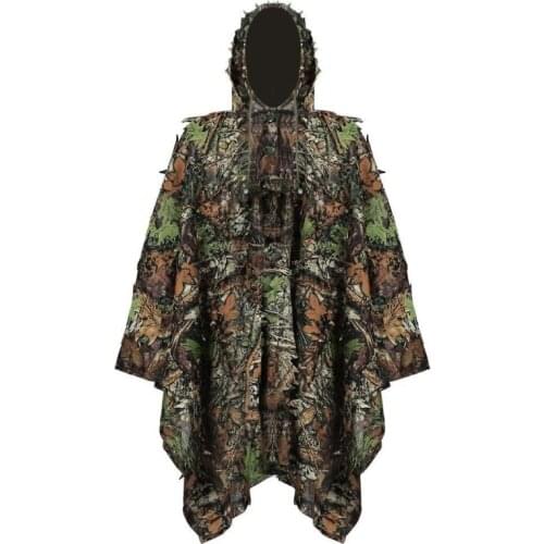 066C Outdoor 3D Leaves Camouflage Ghillie Poncho Camo Capes Photography Halloween