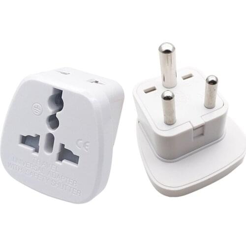 10pcs/Lot UK US EU AU to Small South Africa India Plug Adapter Universal Converter Travel Power 3 Pins Round AC Adaptor