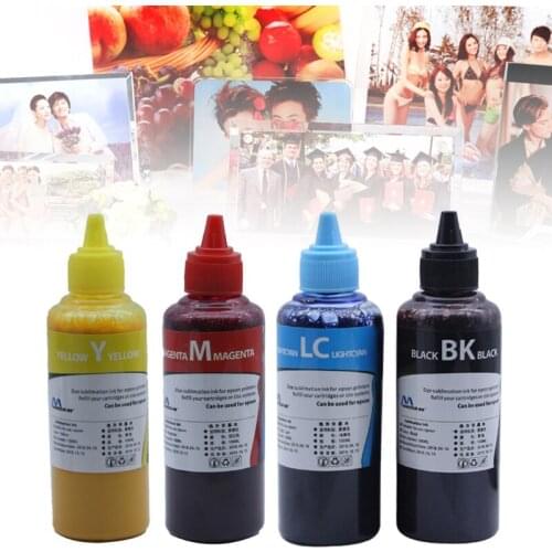 100ml Pigment Refill Ink Bottles Replacement for Clothes Printer Black Cyan Magenta Yellow