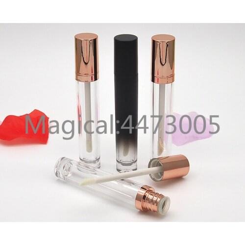 5.5ML Black Plastic Empty Cosmetic Lip Gloss Tube, Gold High Quality Portable Professional Lip Oil Bottle, Liquid Lipstick Tube