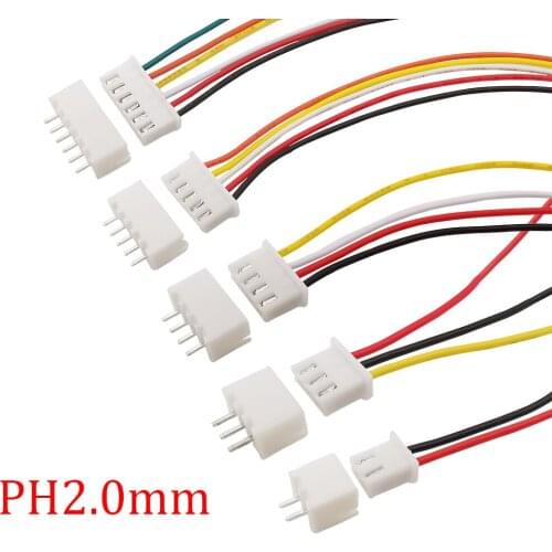 5Set Mini Micro JST 2.0 PH Male Female Connector Pitch 2.0mm 2/3/4/5/6-Pin Plug With Terminal Wires Cables Socket 200MM 26AWG