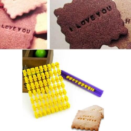 Alphabet Letter Number Cookie Press Stamp Embosser Cutter Fondant Mould Cake Baking Molds Tools Round Cutter Stencil Cookies