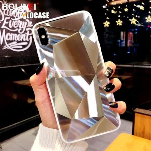 Diamond Texture Mirror Phone Case For iphone 7 8 6s 6 plus Cute Soft TPU Shockproof Cover For iphone X Xs Max 6 Xr 7 8 Case