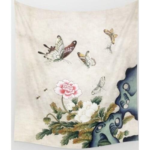 Butterflies and Flowers Tapestry Wall Hanging Home Wall Decor Bedroom Tapestry Wall Hanging Yoga Mat Picnic Mat