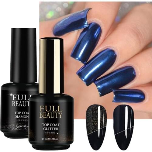 15ml Gold Glitter Diamond Top Base Coat Bright Longlasting No Wipe Soak Off Polish Primer Ultima Nail UV Gel Manicure LY1594-1