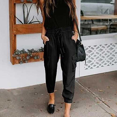 Women Casual Pants Mid Rise Wide Leg Solid Color Pants Loose Trousers Outdoor Streetwear Ladies Sweatpants Baggy Trousers