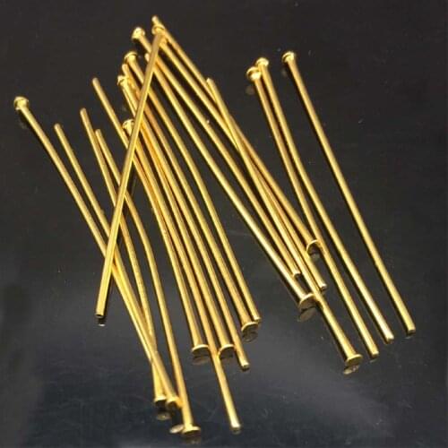 200Pieces/lot Hot selling gold plated stainless steel Head Pins for Jewelry Making, 1.57-Inch/40mm