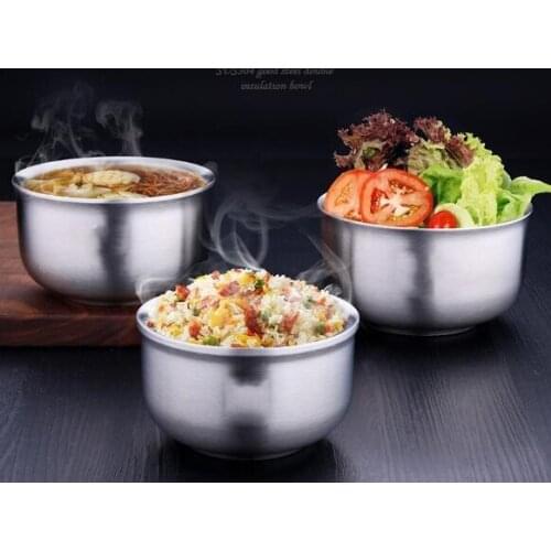 304 Stainless Steel Bowl Heat Insulation and Ironing Double-Layer Soup Bowl Kitchen Utensils Tableware