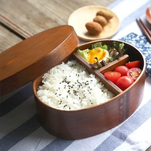 Wooden Lunch Box for Japanese Style Sushi Bento for Kids School Picnic Office Workers