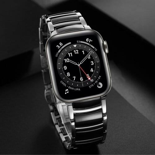 For apple watch 6 se band 44mm 40mm luxury ceramics stainless steel strap for iwatch band series 5 4 3 42mm 38mm strap bracelet