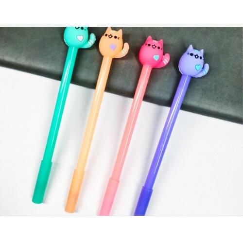 New Lovely Cat Style Gel Pen Cute Cartoon Stationery Prize Gift Kawaii Office Writing Student Pen Needle Ink Pen 0.5mm 48pc
