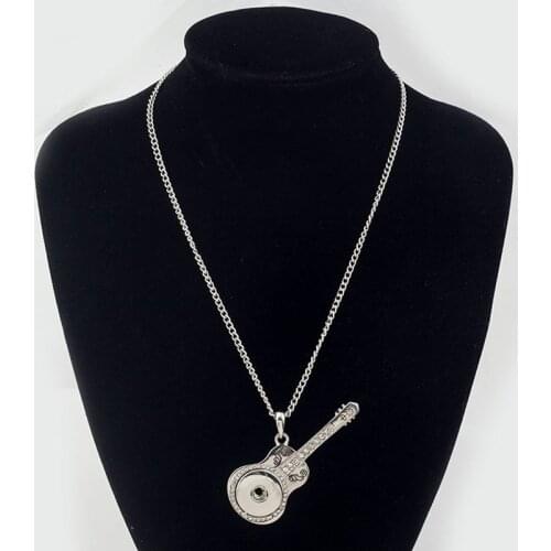 Guitar 176 Carvings 18mm Snap Buttons Necklaces & Pendants Silver Plated Statement Necklace For Women DIY Jewelry gift