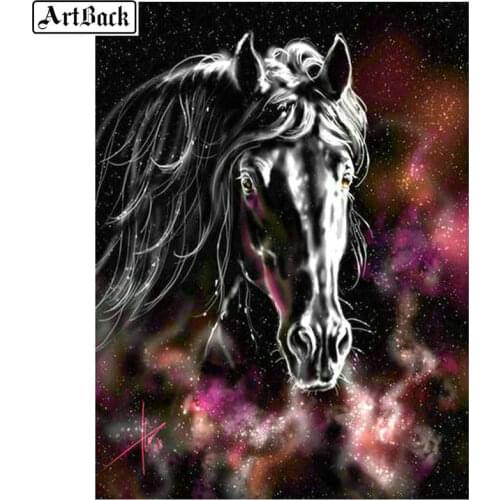 ArtBack 5d diy diamond painting horse animal starry sky full square diamond embroidery round drill diamond mosaic sticker