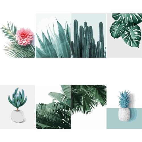 Oil Painting By Numbers "Green Leaves and Fruit"Drawing on Canvas HandPainted Art Gift DIY Picture By Number Kits HomeDecoration